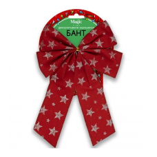 Украшение елочное 17x21см MAGIC TIME Бант текстиль красный 88484