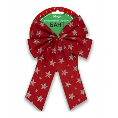 Украшение елочное 17x21см MAGIC TIME Бант текстиль красный 88484
