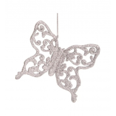 Украшение елочное Бабочка MAGIC TIME 89061 пласт. 9,5х8,5см серебро