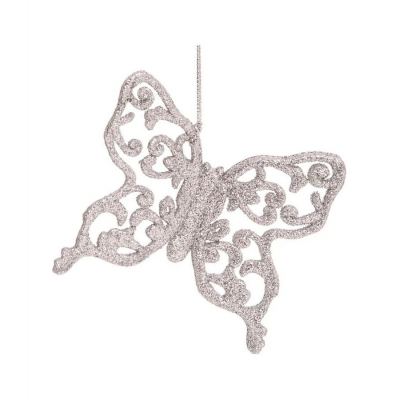 Украшение елочное Бабочка MAGIC TIME 89061 пласт. 9,5х8,5см серебро