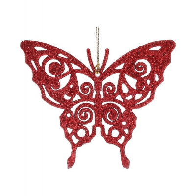 Украшение елочное Бабочка MAGIC TIME 77898 пласт. 11х8,5см красный