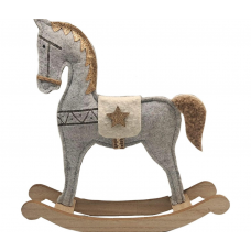 Фигура новогодняя 29см MAGIC TIME Лошадка дерево/текстиль серый 94536