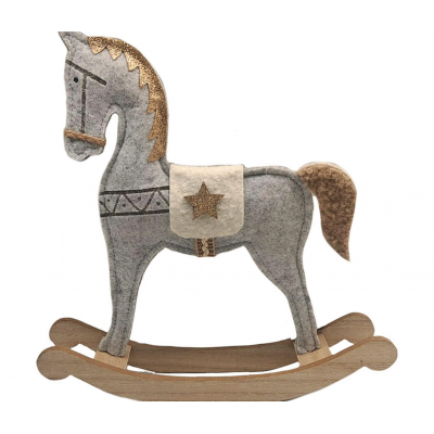 Фигура новогодняя 29см MAGIC TIME Лошадка дерево/текстиль серый 94536