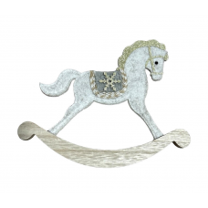 Фигурка новогодняя 20см MAGIC TIME Лошадка дерево/текстиль белый 94533