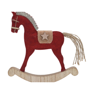 Фигура новогодняя 22см KOOPMAN Лошадка-качалка дерево микс GR9121290