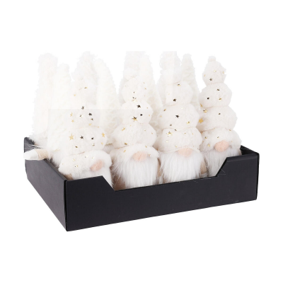 Фигура новогодняя 22см KOOPMAN Гном текстиль белый ANM222420