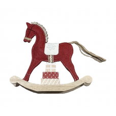 Фигура новогодняя 22см MAGIC TIME Лошадка дерево/текстиль красный 94535