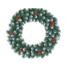 Венок рождественский ЕЛУШКА Канадский ПВХ заснеженный с шишками 70см