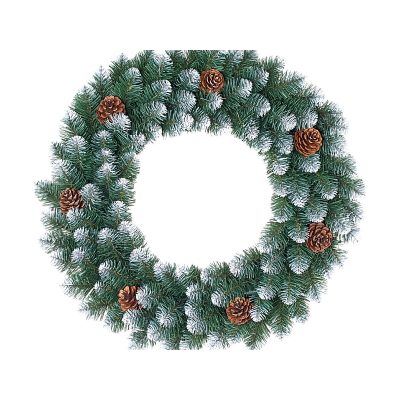 Венок рождественский ЕЛУШКА Канадский ПВХ заснеженный с шишками 70см