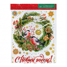 Наклейка-статик на стекло 2в1 MAGIC TIME 88329 Венок с птичками ПВХ 30х38см