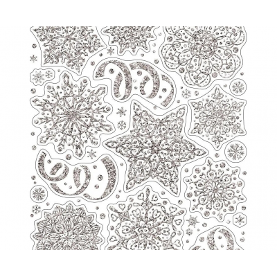 Наклейка-статик на стекло 2в1 MAGIC TIME 88352 Снежинки ПВХ 30х38см серебро