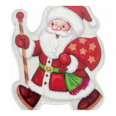 Украшение оконное 21x25см Дед Мороз силикон красный/зеленый/белый 160715