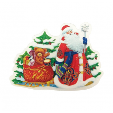 Наклейка на стекло LED MAGIC TIME 42201 Дед Мороз и медвежонок ПВХ 12х8см,CR2032