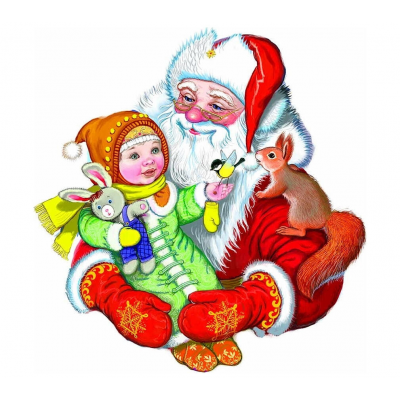 Наклейка на стекло LED MAGIC TIME 42200 Дед Мороз с дочкой ПВХ 11х10см, CR2032