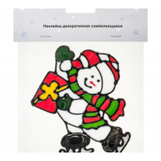 Украшение оконное 15x15смДед Мороз/Снеговик силикон красный/зеленый/белый 160449