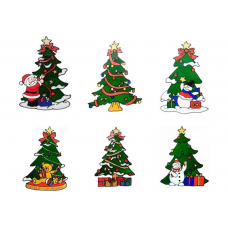 Украшение оконное 25x25см Елка силикон красный/зеленый/белый 160456