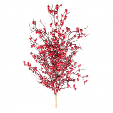 Ветвь новогодняя с ягодами LEFARD (60см) пластик красный арт.227-513
