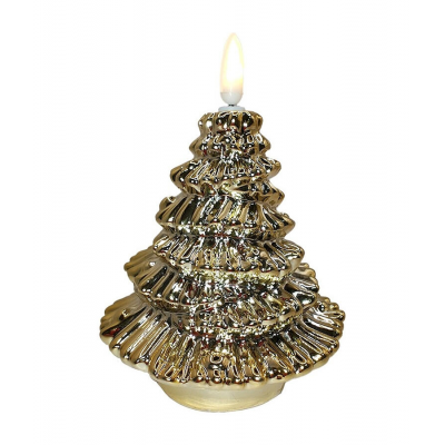 Статуэтка LED MAGIC TIME ЕЛКА (9,5х13см) фарфор золото + 3LR44 арт.92759