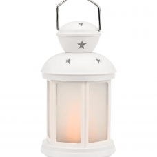 Лампион LED 20,6см NEON-LIGHT пластик белый со свечкой 513-067