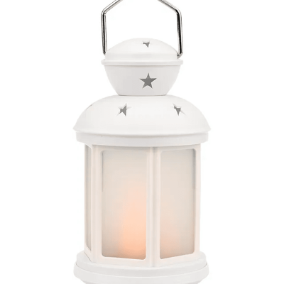 Лампион LED 20,6см NEON-LIGHT пластик белый со свечкой 513-067