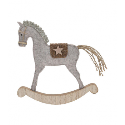 Фигура новогодняя 22см KOOPMAN Лошадка-качалка дерево микс GR9121290
