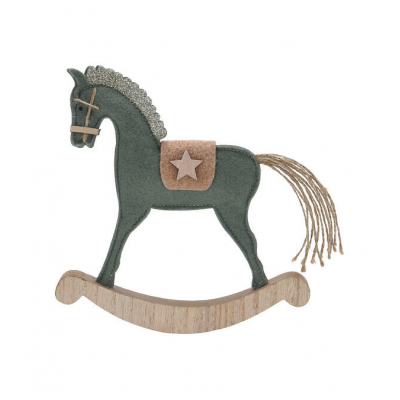 Фигура новогодняя 22см KOOPMAN Лошадка-качалка дерево микс GR9121290