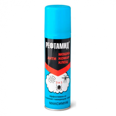 Аэрозоль Рефтамид Максимум 3в1 от комаров, клещей, мошек (145мл)
