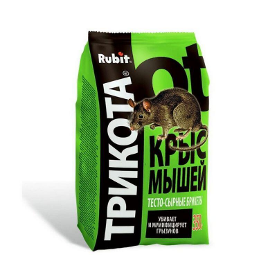 Брикеты тесто-сырные от крыс и мышей Rubit Три кота, родентицид (350г)