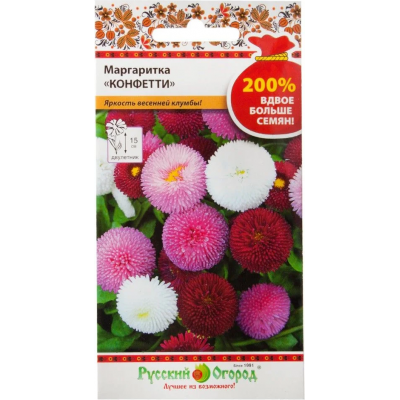 Семена Маргаритка Конфетти, смесь 0,1гр (Русский огород)